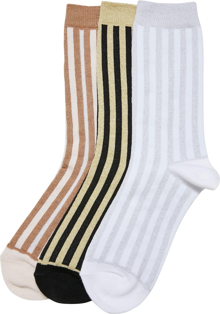 Urban Classics Metallic Effect Stripe Socks 3-Pack - Herren / Unisex