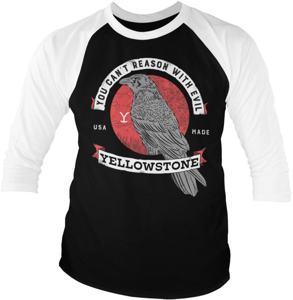 Yellowstone You Can't Reason With Evil Baseball 3/4 Sleeve Tee Longsleeve White-Black