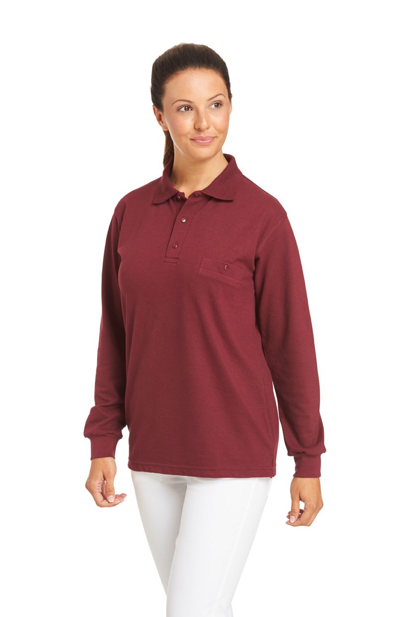 Leiber Polo-Shirt mit Langärmeln 08/841/21 Bordeaux - Herren / Unisex