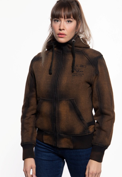 Queen Kerosin Damen Wild Ones Sweatjacke mit Kapuze Braun