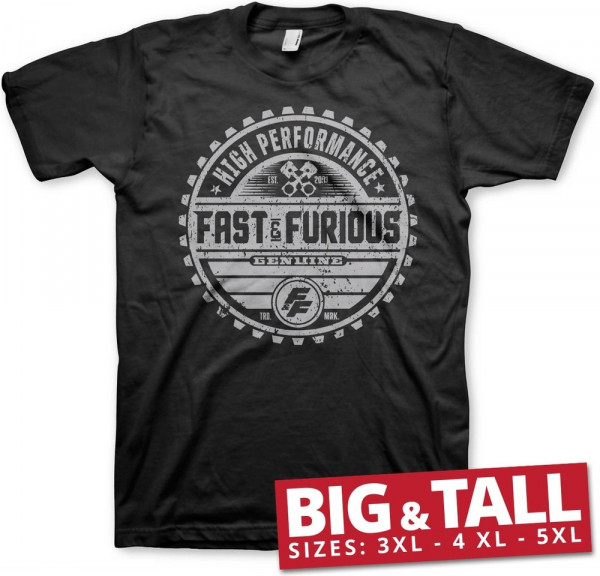 Fast & The Furious Genuine Brand Big & Tall Tee T-Shirt Black