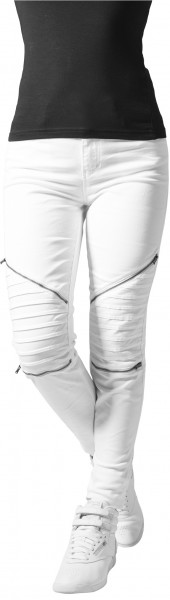 Urban Classics Women Trousers Ladies Stretch Biker Pants White