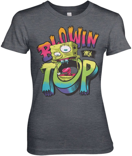 Spongebob Blowin My Top Girly Tee Damen T-Shirt Dark-Heather