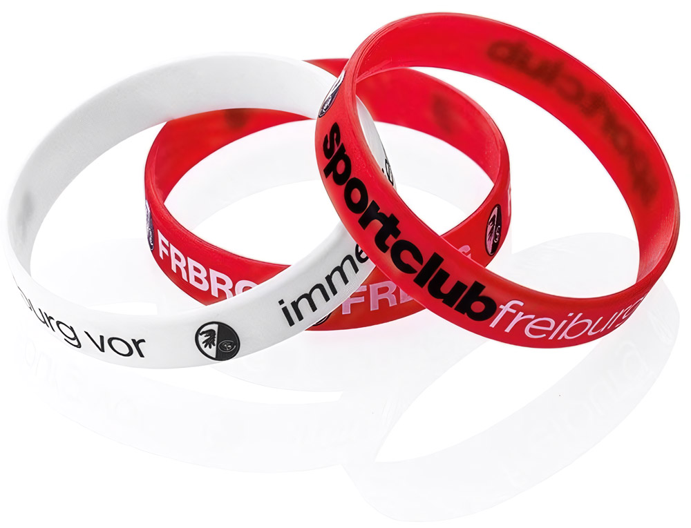 SC Freiburg Silikonarmband 3er Set Fussball Rot - Herren / Unisex
