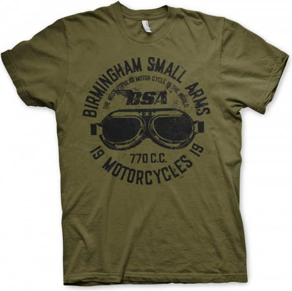 BSA Birmingham Small Arms Goggles T-Shirt Olive