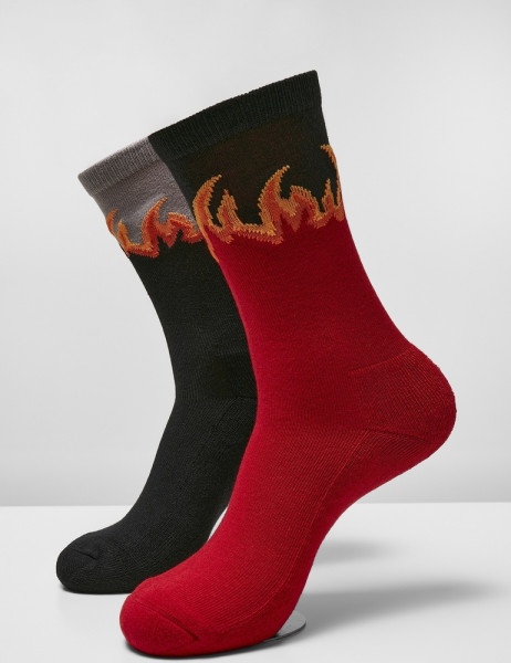 Mister Tee Socken Long Flame Socks 2-Pack Red/Black