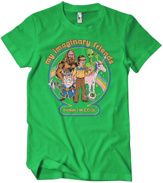 Steven Rhodes My Imaginary Friends Think I'M Cool T-Shirt Green