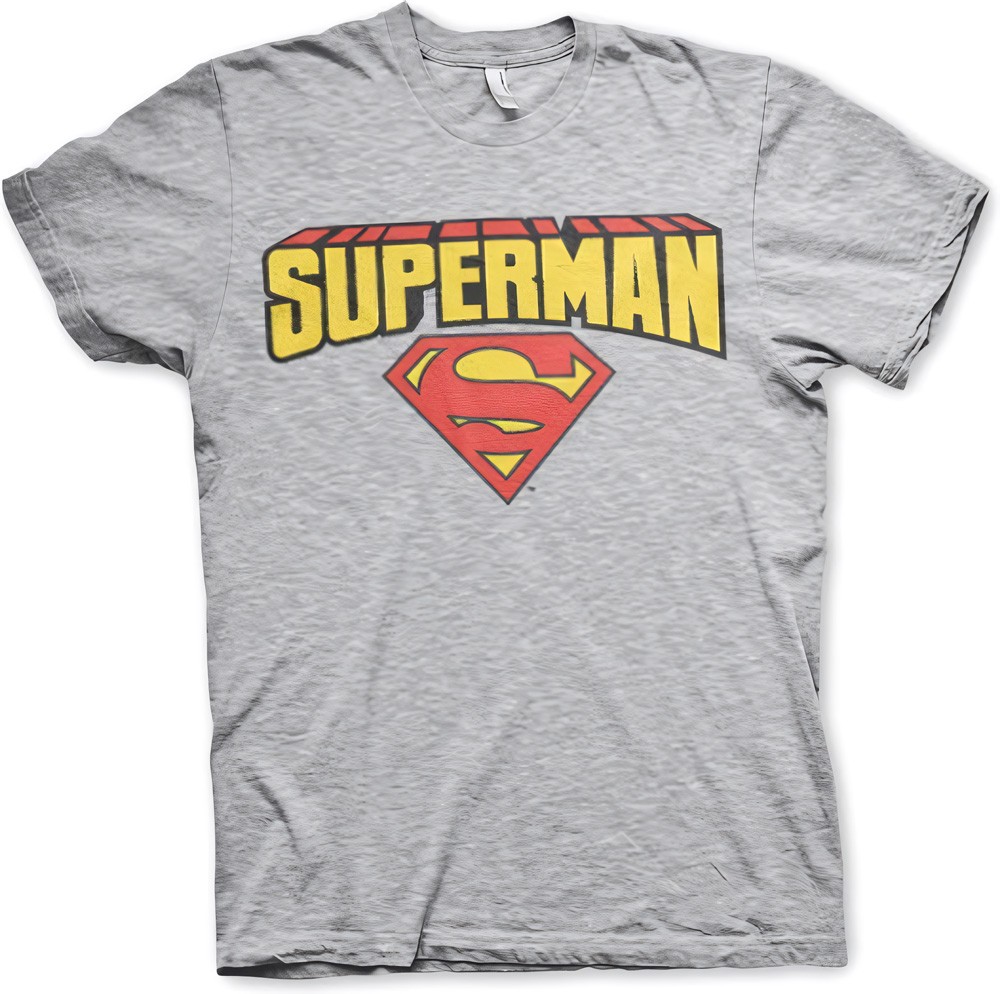Superman Blockletter Logo T-Shirt Heather-Grau - Herren / Unisex