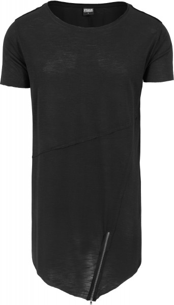 Urban Classics T-Shirt Long Open Edge Front Zip Tee Black