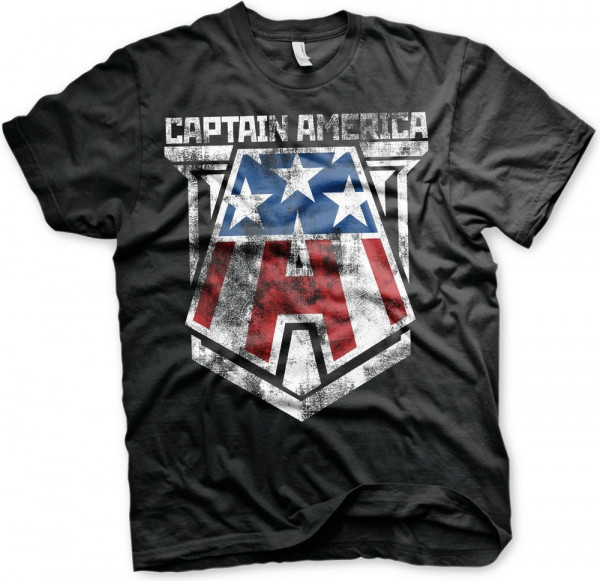 Captain America Distressed A T-Shirt Black