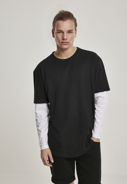 Urban Classics T-Shirt Oversized Shaped Double Layer LS Tee Black/White