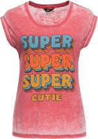Queen Kerosin Damen Enzymwash T-Shirt "Super Super" QKI41013