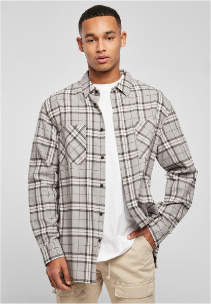 Urban Classics Hemd Long Oversized Grey Check Shirt Grey/Black