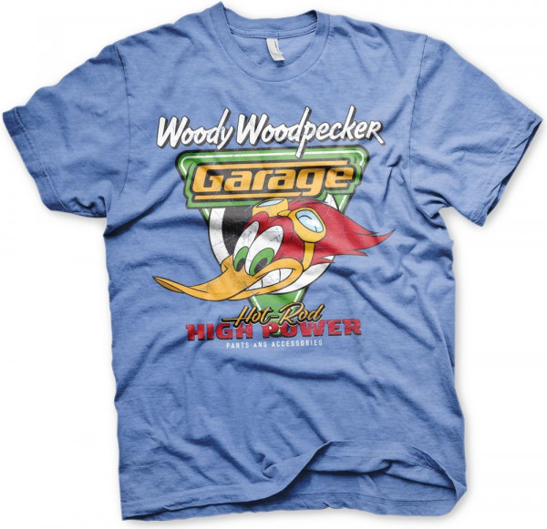 Woody Woodpecker Garage T-Shirt Blue-Heather