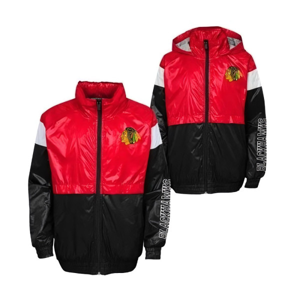 Outerstuff Jungen Sportartikel Kinder Jacke GOAL LINE STANCE FZ WINDBREAKE CHICAGOHAWKS BL 159913