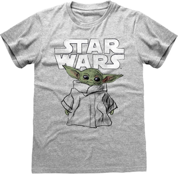 Star Wars Mandalorian - Child Sketch T-Shirt Heather Grey