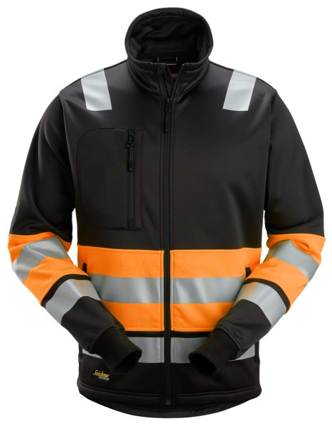 Snickers Warnschutzjacke High-Vis, Reißverschluss Arbeitsjacke, Kl. 1 Schwarz/High-Vis Orange