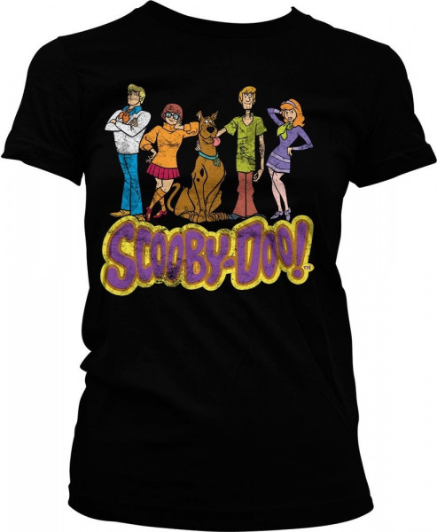 Team Scooby Doo Distressed Girly Tee Damen T-Shirt Black