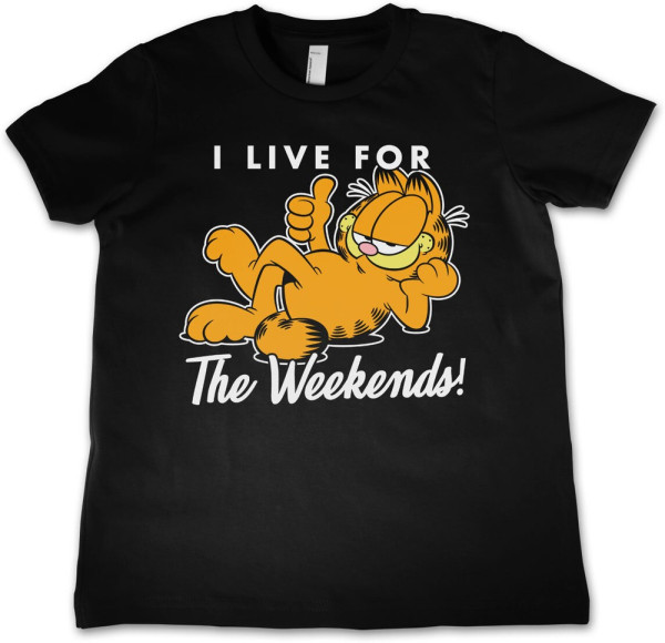 Garfield Live For The Weekend Kids T-Shirt Kinder Black