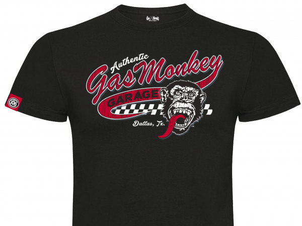 Gas Monkey Garage T-Shirt Red Vintage Athletic Logo Black