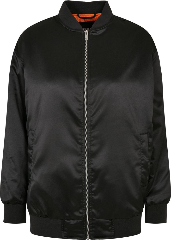 Urban Classics Damen Ladies Oversized Satin Bomber Jacke Schwarz - Damen