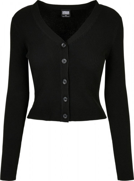 Urban Classics Damen Ladies Short Rib Knit Cardigan Black