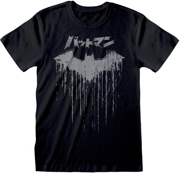 DC Batman - Distressed Japanese Logo T-Shirt Black