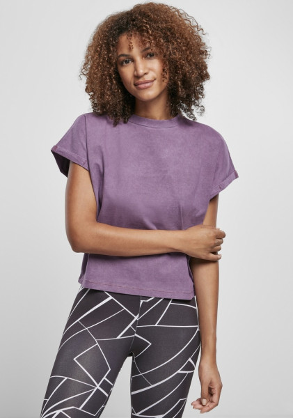 Urban Classics Damen T-Shirt Ladies Short Pigment Dye Cut On Sleeve Tee Duskviolet