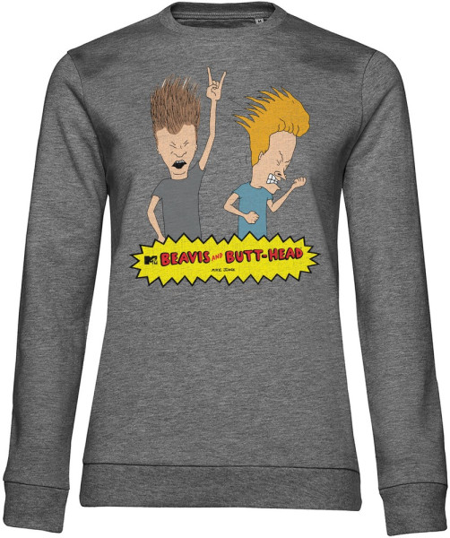 Beavis and Butt-Head Headbanging Girly Sweatshirt Damen Medium-Heather-Grey