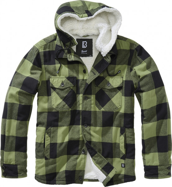 Brandit Men Jacke Lumberjacket hooded Black/Olive