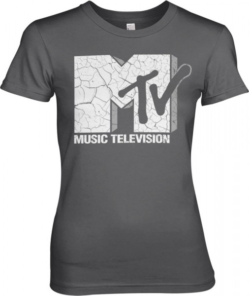 MTV Cracked Logo Girly Tee Damen T-Shirt Dark-Grey