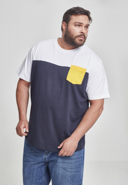 Urban Classics T-Shirt 3-Tone Pocket Tee Nvy/White/Chromeyellow