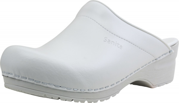 Sanita Damen Offener Clog Original-Sonja Pu Open White