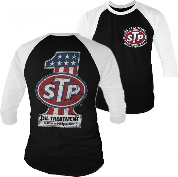 STP American No. 1 Baseball 3/4 Sleeve Tee T-Shirt White-Black