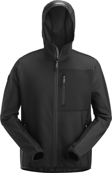 Snickers Jacke FlexiWork Midlayer Kapuzenjacke mit Reißverschluss Schwarz