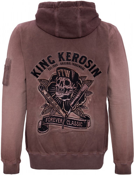 King Kerosin Sweatjacke mit Stickerei hinten KK5196161076 Braun