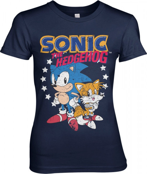 Sonic The Hedgehog Sonic & Tails Girly Tee Damen T-Shirt Navy