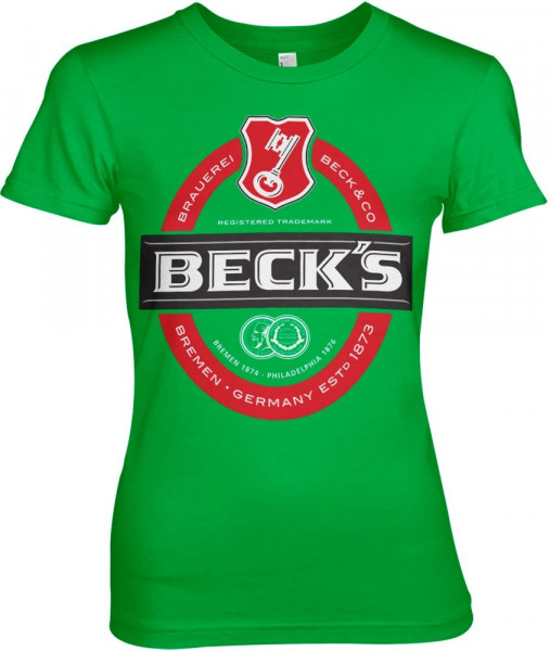 Beck's Label Logo Girly Tee Damen T-Shirt Green