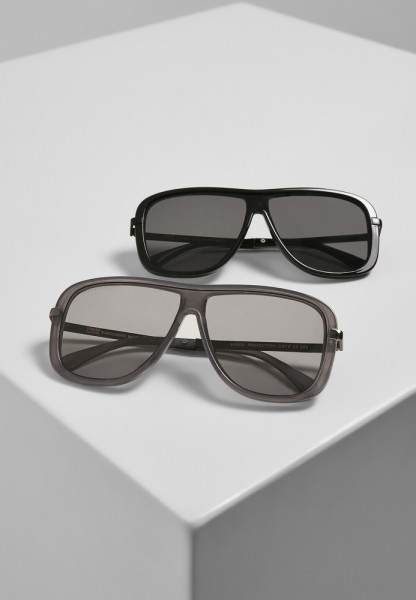 Urban Classics Sonnenbrille Sunglasses Milos 2-Pack Black/Black+Grey/Grey