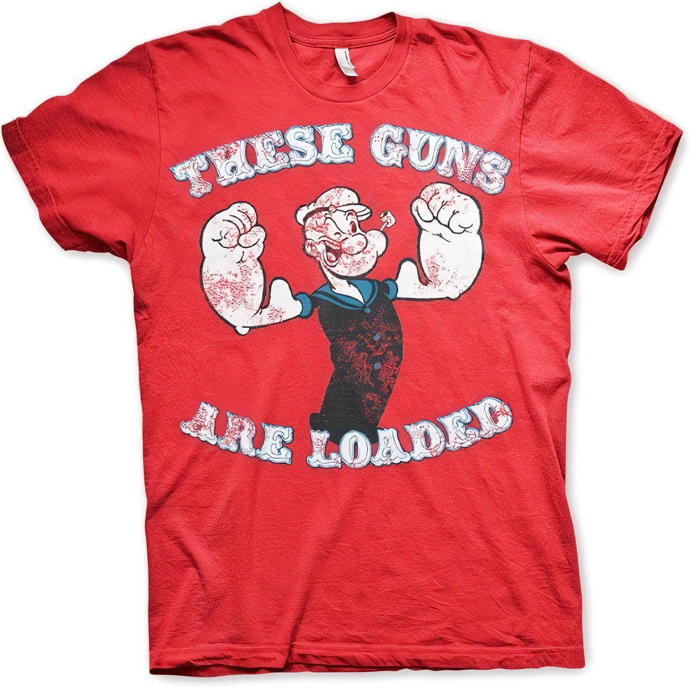 Popeye These Guns Are Loaded T-Shirt Rot - Herren / Unisex