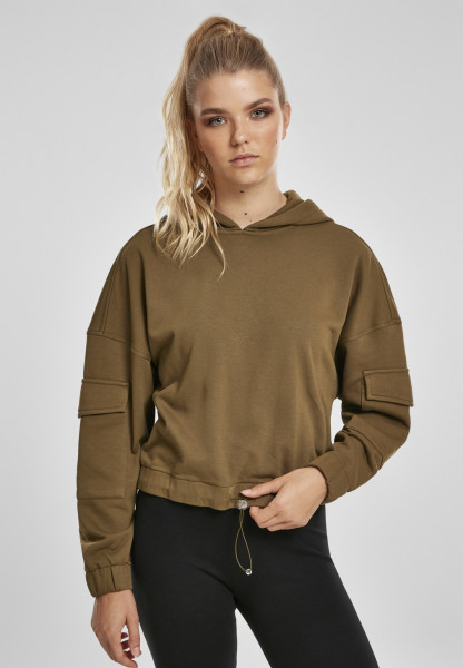 Urban Classics Damen Hoodie Ladies Short Worker Hoody Black