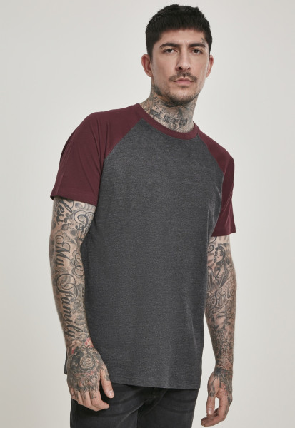 Urban Classics T-Shirt Raglan Contrast Tee Cha/Burgundy