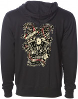 Lucky 13 Hoodie Twin Cobras Zip Black