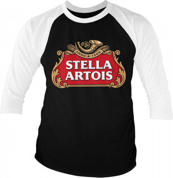 Stella Artois Logotype Baseball 3/4 Sleeve Tee T-Shirt White-Black