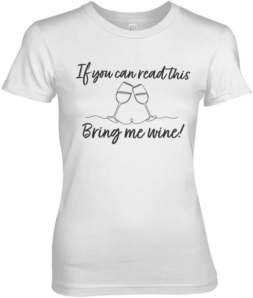 Hybris Bring Me Wine Girly Tee Damen T-Shirt Weiß - Damen