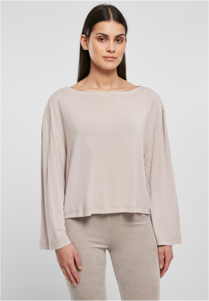 Urban Classics Damen Ladies Short Modal Bateau Necklinie Longsleeve Warmgrey