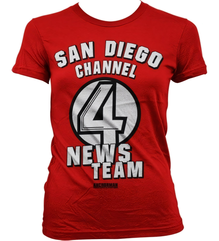 Anchorman San Diego Channel 4 Girly T-Shirt Damen Rot - Damen