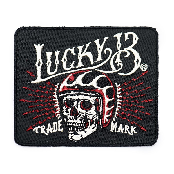 Lucky 13 Patch Badges Skull Built Techpack Patch Black
