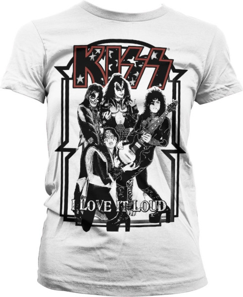 Kiss I Love It Loud Girly Tee Damen T-Shirt White