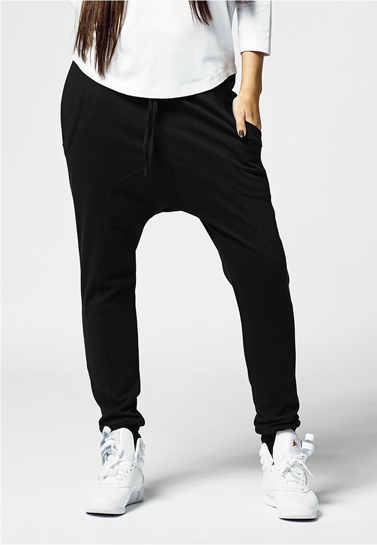 Urban Classics Damen Sweatpants Ladies Light Fleece Sarouel Pant Schwarz - Damen